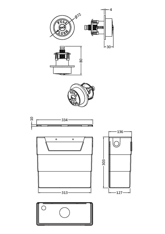 Hudson Reed Matt Black Traditional Concealed Cistern With Matt Black Flush Plate
