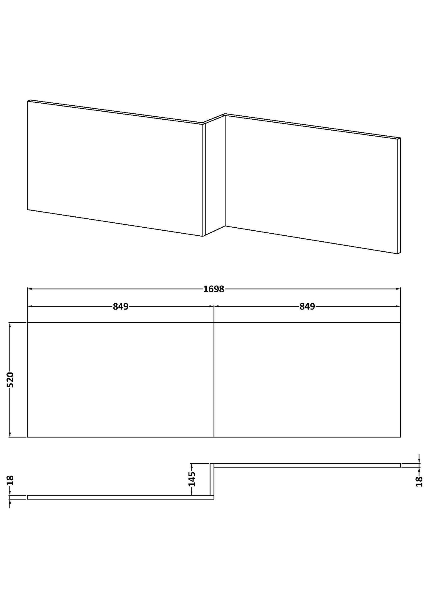 Square Shower Bath Front Panel - Fern Green
