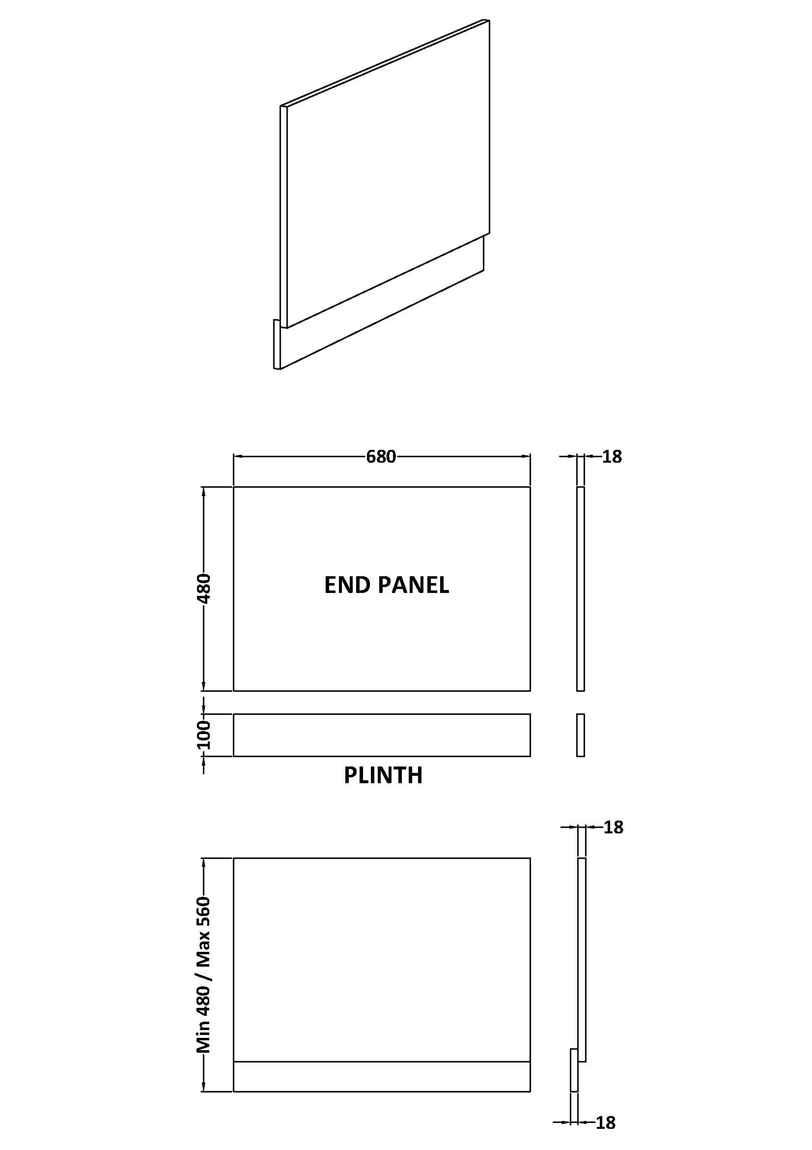 Urban Bath End Panel 700mm