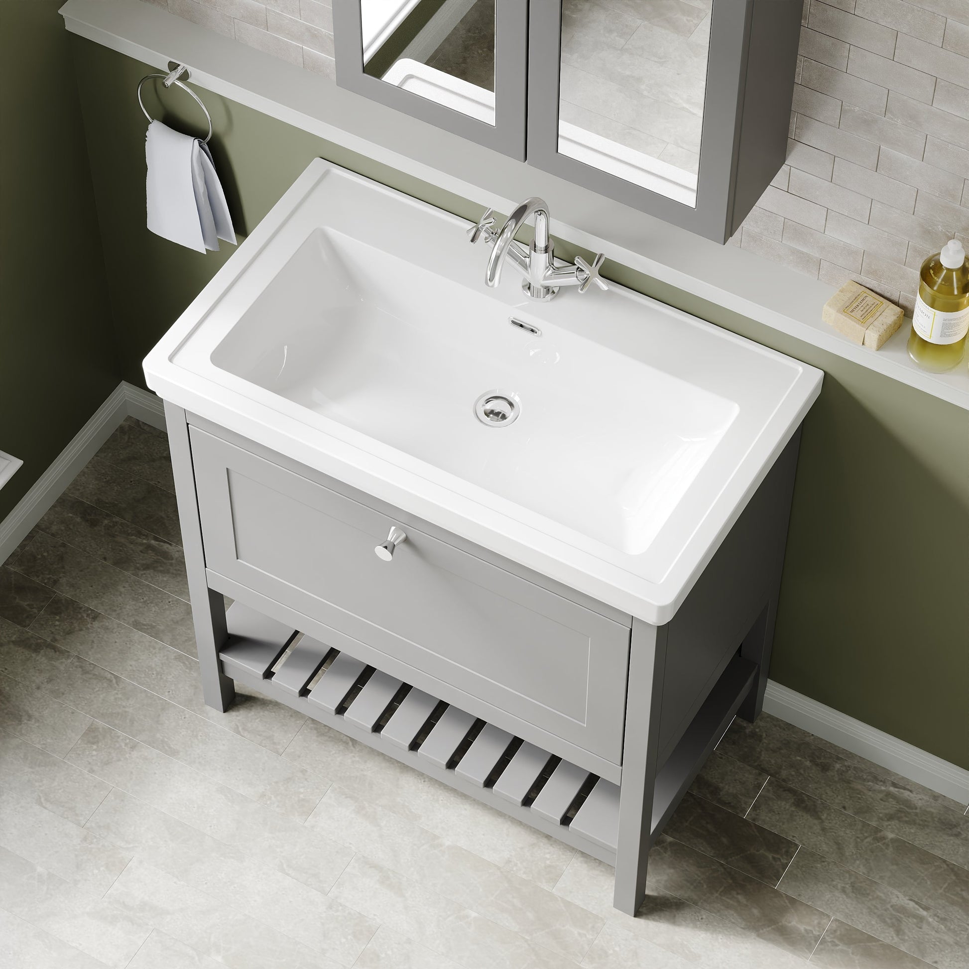 Hudson Reed Bexley 800mm Floor Standing Vanity Unit With Basin, 1 Tap Hole & Soft Close Drawers