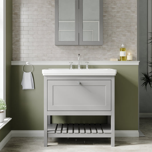 Hudson Reed Bexley 830mm Floor Standing 1 Drawer Vanity Unit With 3 Tap Hole Fireclay Basin