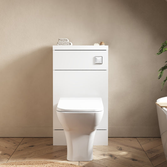 Hudson Reed Fusion 500mm Compact Gloss White Floor Standing Toilet Unit With Top