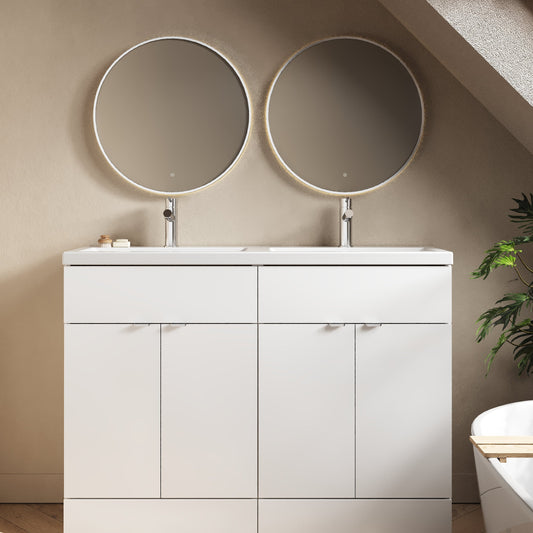Hudson Reed Fusion 1200mm Floor Standing 4 Drawer Vanity Unit & Twin Basin With Soft Close