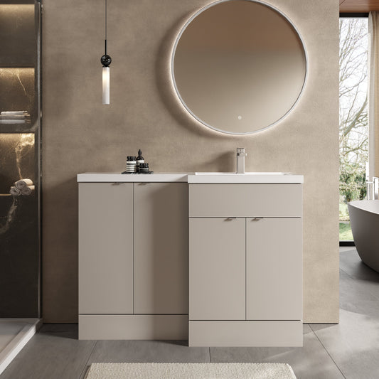 Hudson Reed Fusion 1200mm Right Hand Pebble Grey Combination Unit With Handles