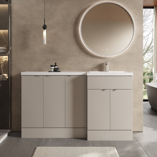 Hudson Reed Fusion 1500mm Right Hand Pebble Grey Combination Unit With 2 Handles