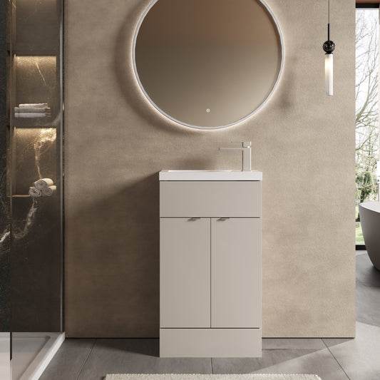 Hudson Reed Fusion 500mm Pebble Grey Vanity Unit & Basin With Handles