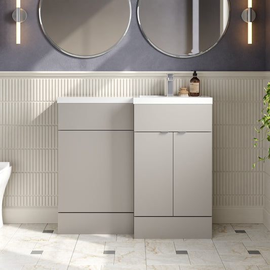Hudson Reed Fusion 1000mm Right Hand Pebble Grey Combination Unit with Basin