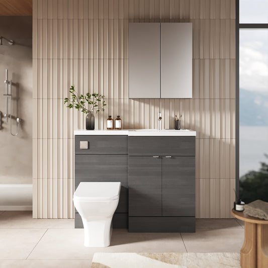 Hudson Reed Fusion 1100mm Floor Standing 2 Door Vanity Basin & Right Hand Toilet Combination