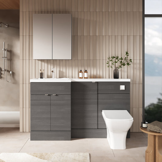 Hudson Reed Fusion 1500mm Left Hand Floor Standing Vanity Basin & Toilet Combination Unit