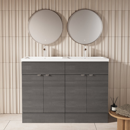 Hudson Reed Fusion 1200mm Floor Standing 4 Drawer Vanity Unit With Twin Ceramic Basin