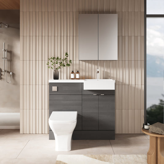 Hudson Reed Fusion 1000mm Floor Standing 2 Door Vanity & Toilet Combination with Right Hand Semi Recessed Basin