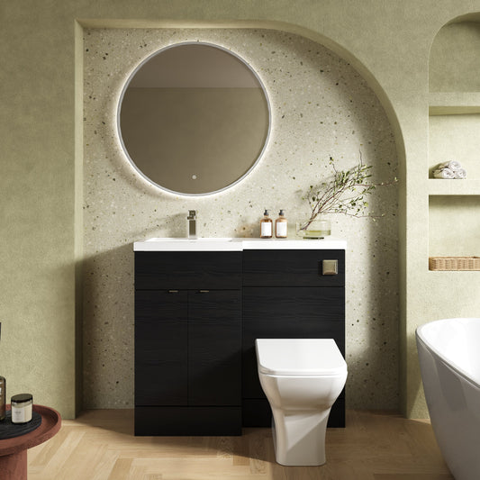 Hudson Reed Fusion 1000mm Floor Standing 2 Door Vanity Basin & Left Hand Toilet Combination