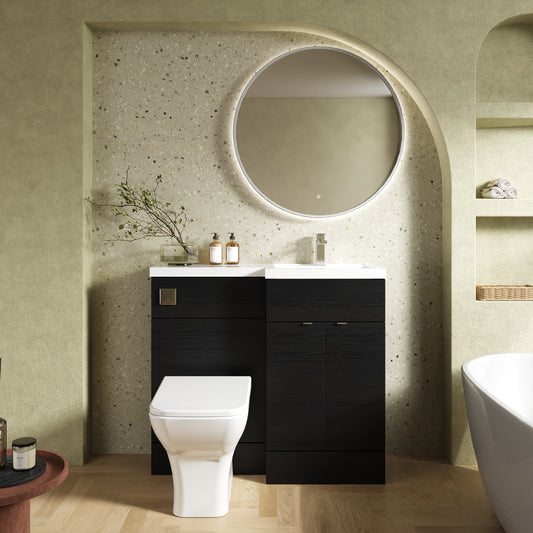 Hudson Reed Fusion 1000mm Floor Standing 2 Door Right Hand Vanity Basin & Toilet Combination Including Handles