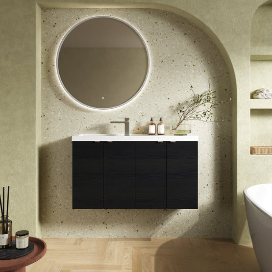 Hudson Reed Fusion Compact 1000mm Charcoal Black Wall Hung 2 Door Vanity Unit & Basin