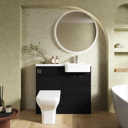 Hudson Reed Fusion 1005mm Charcoal Black Vanity & Toilet Unit with Semi Recessed Basin