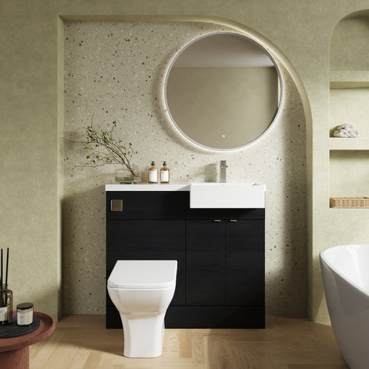 Hudson Reed Fusion 1000mm Charcoal Black Floor Standing Vanity Unit & Toilet Combination With Soft Close Doors