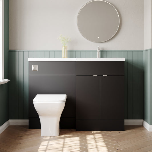 Hudson Reed Fusion 1200mm Gloss Grey Right Hand 2 Door Vanity Basin & Toilet Combination Unit