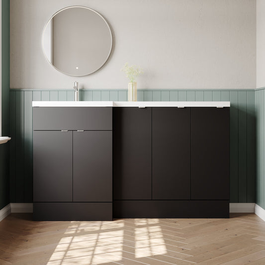 Hudson Reed Fusion 1500mm Gloss Grey Floor Standing 5 Door Vanity Basin Left Hand Combination
