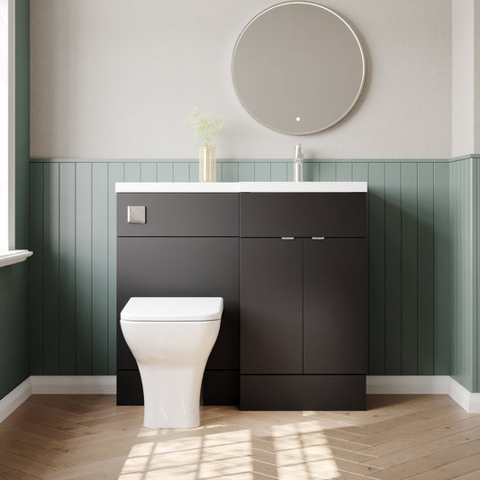 Hudson Reed Fusion 1000mm Gloss Grey Floor Standing 2 Door Vanity Basin & Toilet Right Hand Combination