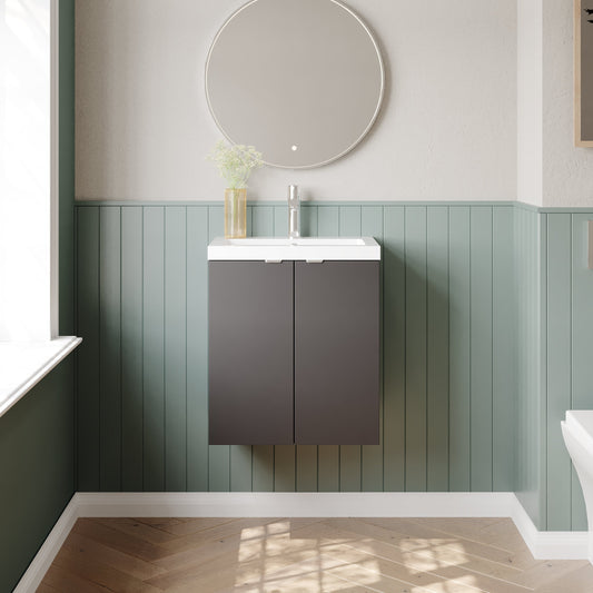 Hudson Reed Fusion 500mm Wall Hung 2 Door Vanity Unit & Basin