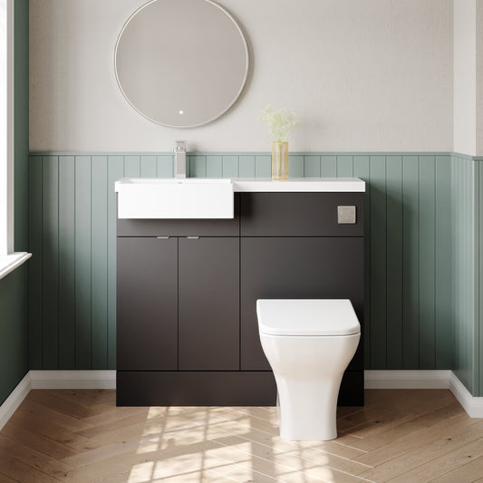 Hudson Reed Fusion 1005mm Gloss Grey 2 Door Floor Standing Left Hand Vanity Toilet Basin Unit