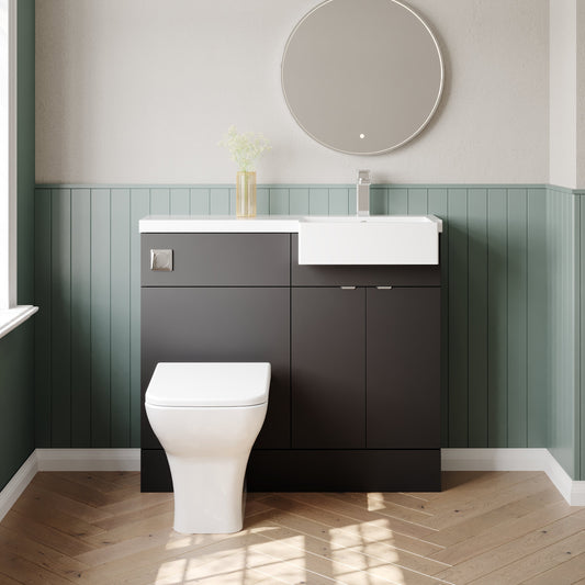 Hudson Reed Fusion 1000mm Floor Standing Vanity Unit & Toilet Combination with Soft Close Doors and Semi Recessed Basin