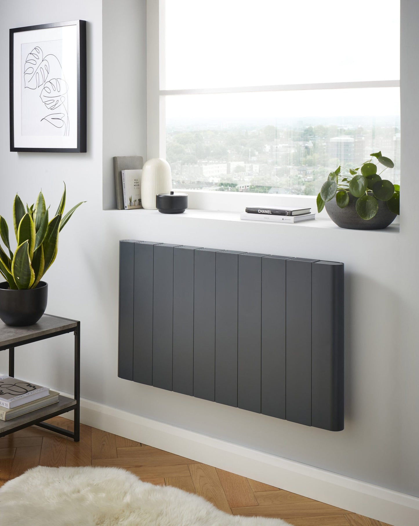 Capri Electric Aluminium Panel Heater 1500W Horizontal 500 x 725mm - Anthracite