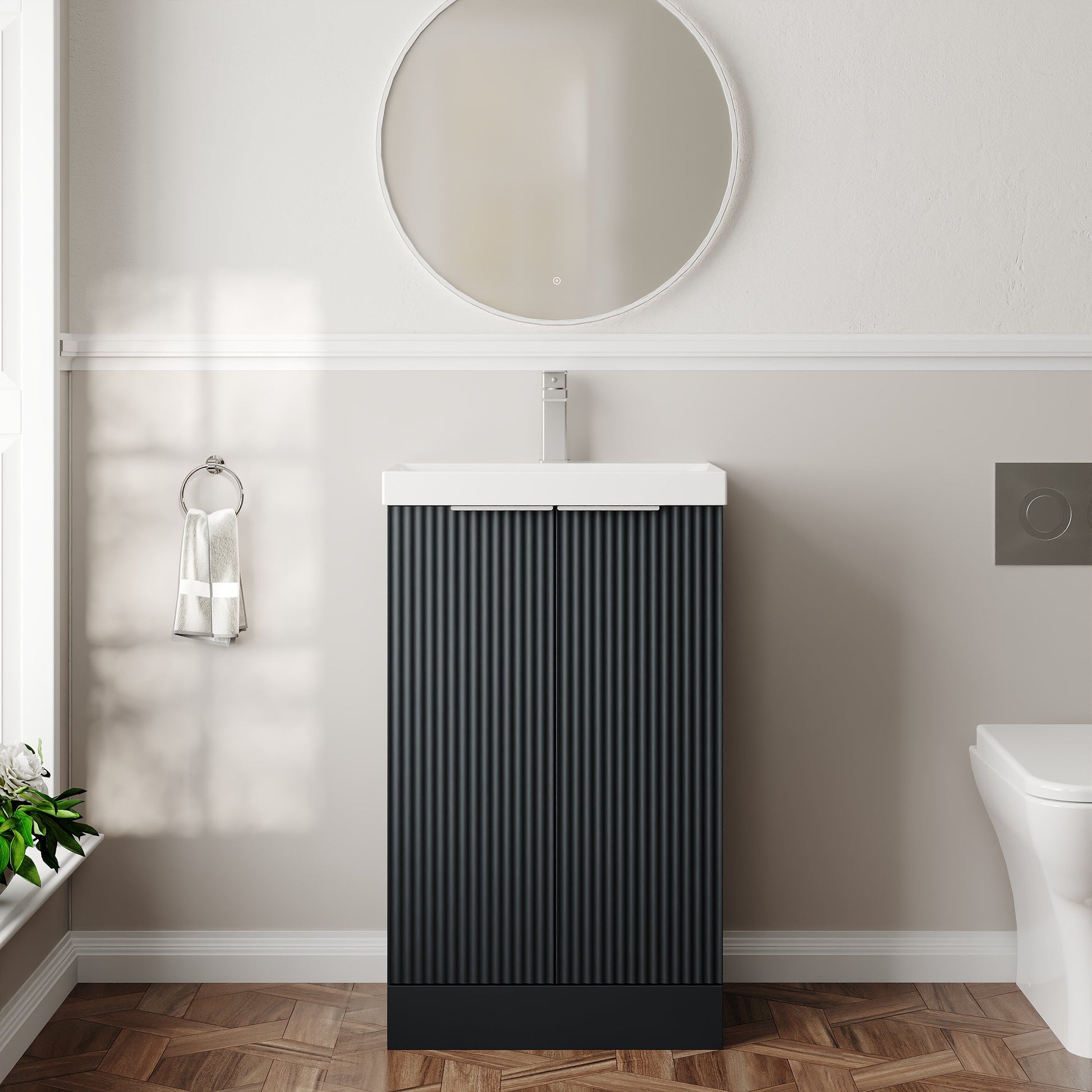 Hudson Reed Fluted 500mm Floor Standing Vanity Unit Including Basin