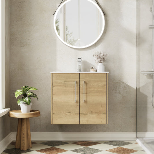 Hudson Reed Juno 600mm Wall Hung 2-Door Vanity Unit with 1 Tap Hole Basin