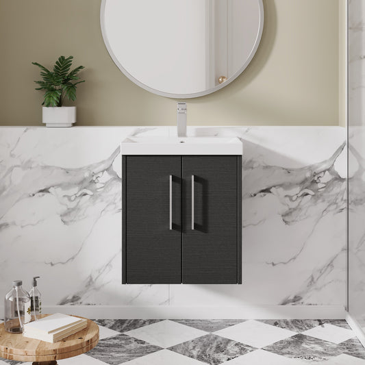 Hudson Reed Juno 500mm Wall Hung 2-Door Vanity Unit with 1 Tap Hole Basin