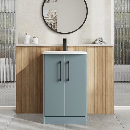 Hudson Reed Juno 500mm Floor Standing 2-Door Vanity Unit With 1 Tap Hole Basin