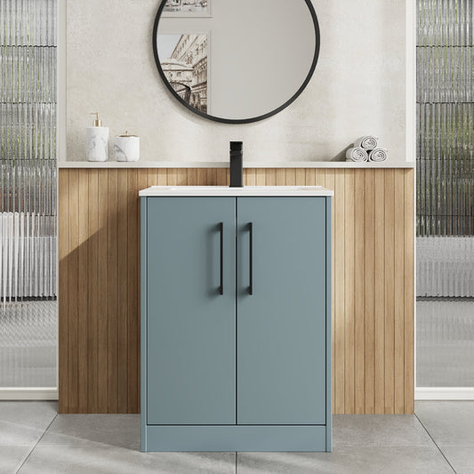 Hudson Reed Juno 600mm Floor Standing 2-Door Vanity Unit With 1 Tap Hole Basin