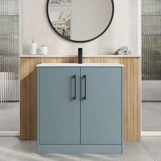 Hudson Reed Juno 800mm Floor Standing 2-Door Vanity Unit With 1 Tap Hole Basin
