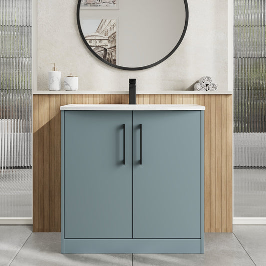 Hudson Reed Juno 800mm Floor Standing 2-Door Vanity Unit with 1 Tap Hole Basin