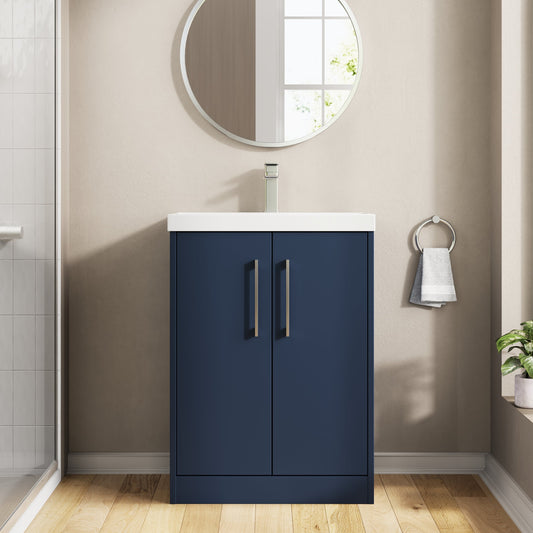 Hudson Reed Juno 600mm Floor Standing 2-Door Vanity & Basin With Soft Close Doors