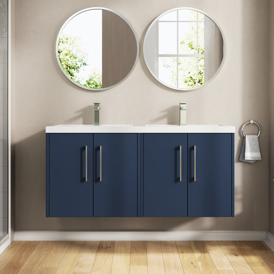 Hudson Reed Juno 1200mm Wall Hung 4-Door Vanity Unit & Double Basin Rigid Soft-Close