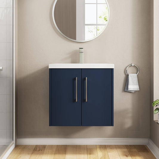 Hudson Reed Juno 600mm Midnight Blue Wall Hung 2-Door Vanity & Basin