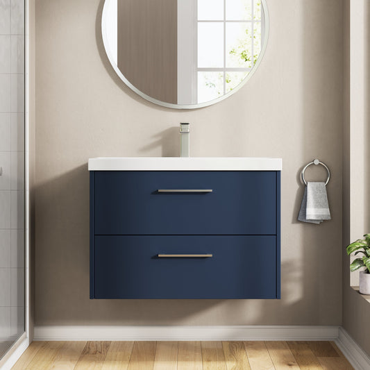 Hudson Reed Juno 800mm Midnight Blue Wall Hung 2-Drawer Vanity Unit & Basin