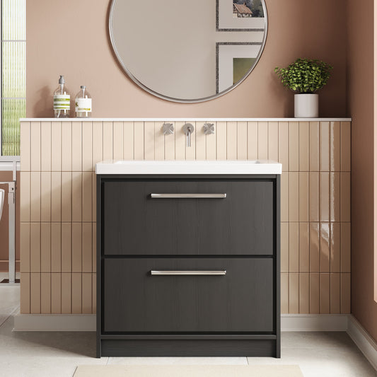 Lille 800mm Floor Standing 2-Drawer Vanity with Basin - 0 Tap Hole