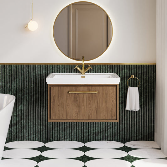 Lille 800mm Wall Hung Single Drawer Vanity with Basin - 1 Tap Hole