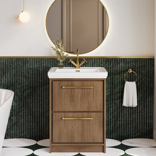 Lille 600mm Floor Standing 2-Drawer Vanity with Basin - 1 Tap Hole