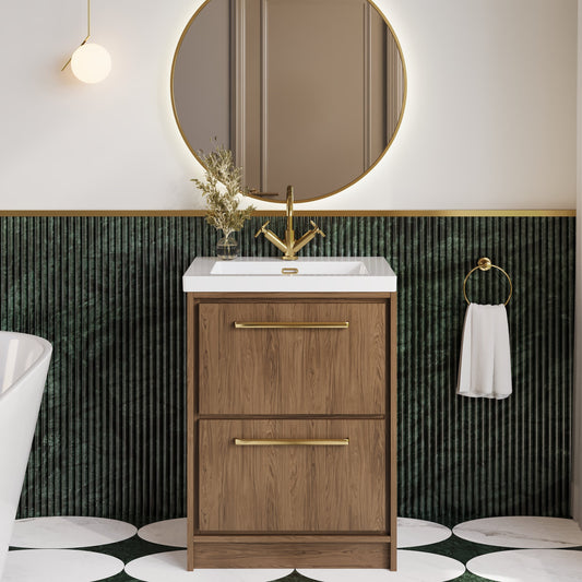 Lille 600mm Floor Standing 2-Drawer Vanity with Basin - 1 Tap Hole