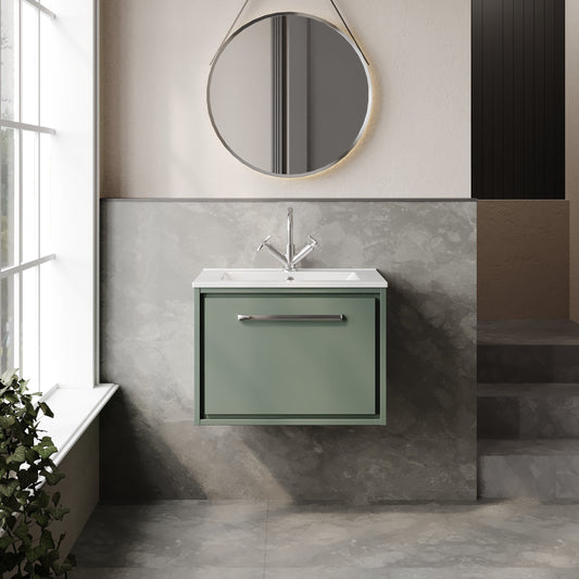 Lille 600mm Wall Hung Single Drawer Vanity with Basin - 1 Tap Hole