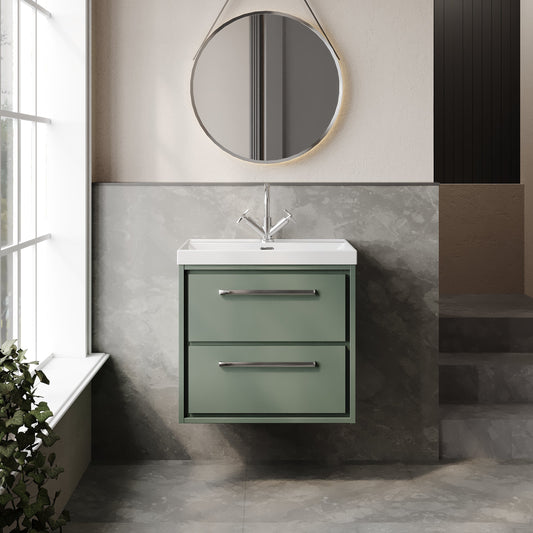 Lille 600mm Wall Hung 2-Drawer Vanity with Basin - 1 Tap Hole