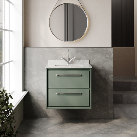 Lille 600mm Wall Hung 2-Drawer Vanity with Marble Worktop Basin