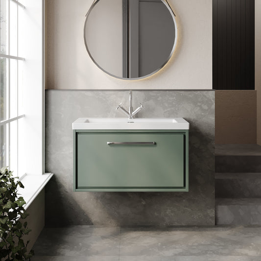 Hudson Reed Lille 800mm Fern Green Wall Hung Vanity Unit with Basin With Soft Close Drawer, 1 Tap Hole