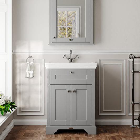 Hudson Reed Old London 600mm Floor Standing 2 Door Vanity Unit With Fireclay Basin