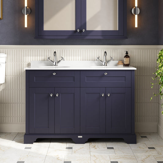 Hudson Reed Old London 1220mm Floor Standing Vanity Unit With White Double Marble Top Basin