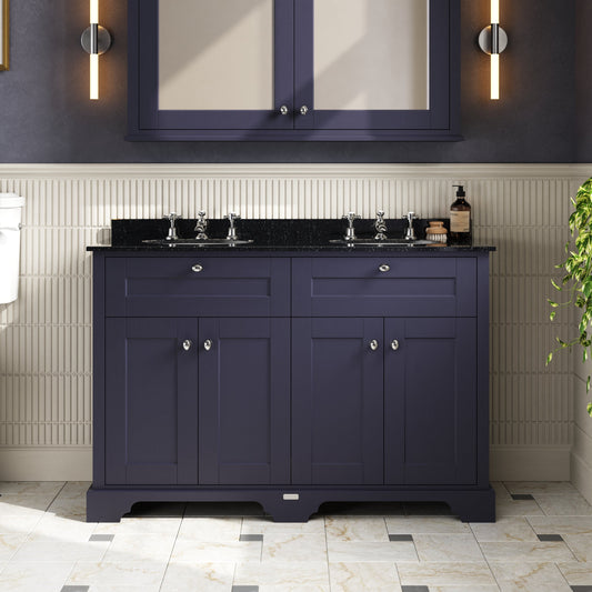 Hudson Reed Old London 1220mm Floor Standing 4 Door Double Basin Vanity Unit With Black Marble Top