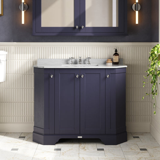 Hudson Reed Old London 1000mm Floor Standing 4 Door Vanity Unit with 3 Tap Hole Grey Marble Top Basin